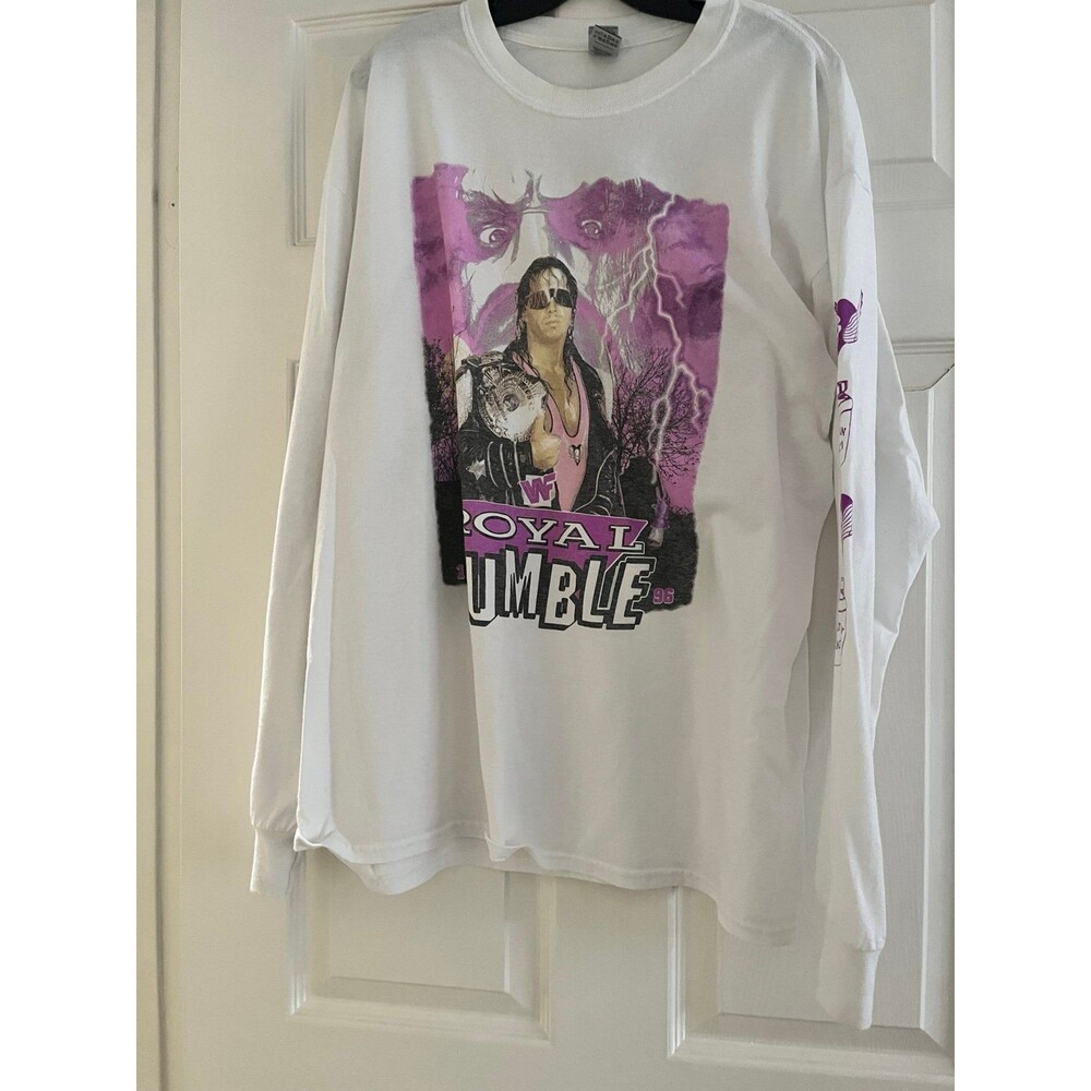 USED WWF Royal Rumble 1996 XL Long Sleeve Shirt Bret Hart Undertaker WWE 96